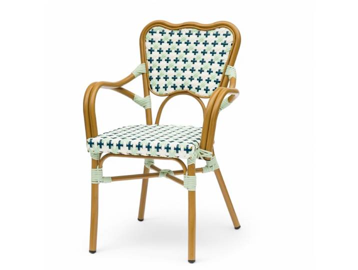 Fauteuil de terrasse ST GERMAIN - Tressage Bleu et Blanc