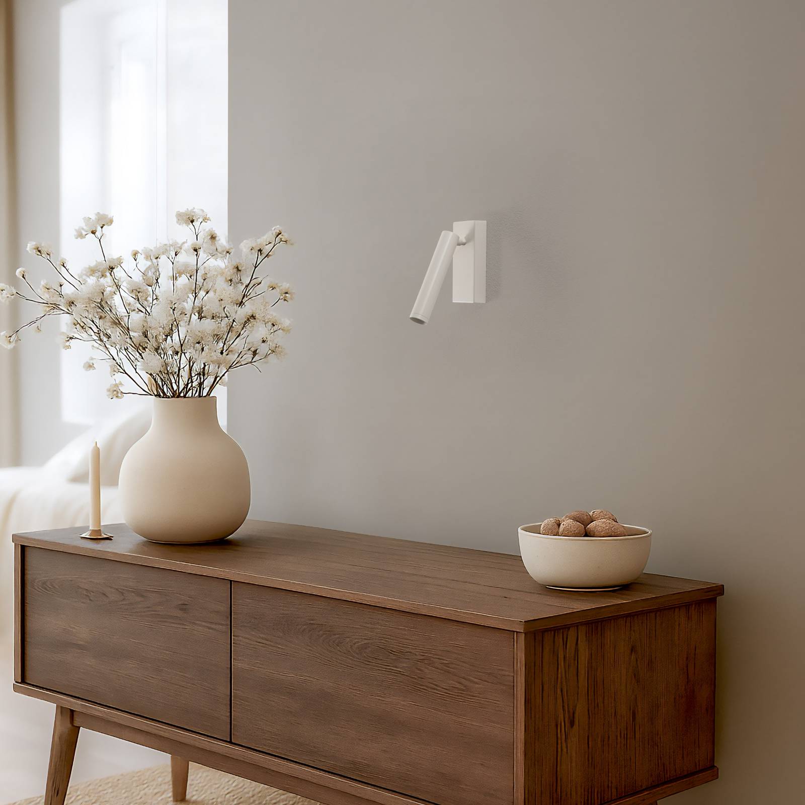 Wandlampe Rulo Argon, creme / amber, für Wohn- / Esszimmer, Metall, Wandleuchte, Wandlampe Innen