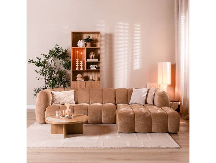 Bronx71 Ecksofa Luca Chenille peach rechts