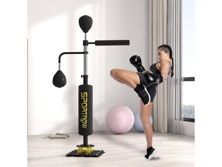 SPORTNOW Sac de Boxe Autoportant Réglable Acier Noir