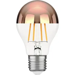 ledscom.de E27 LED Leuchtmittel, A60, warmweiß (2600 K), 7,5 W, 839lm, Kopfspiegel (roségold)
