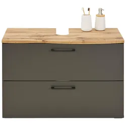 Waschbeckenunterschrank in Eichefarben/Grau