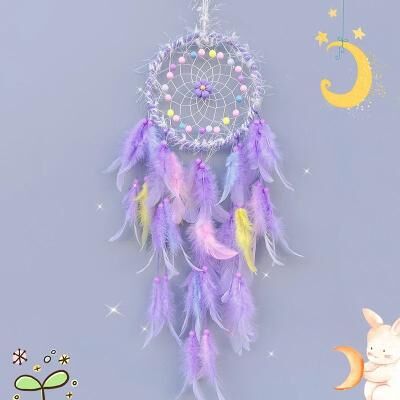 Uplift Essentials Handmade Dream Catcher Wind Chime Bohemian Wall Pendant & Car Hanging Ornament For Bedroom Decor purple