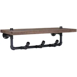 Décoshop26 - Wandgarderobe mit 3 Haken und Ablage Industriedesign braun 04_0000980
