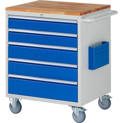 Montagewagen 770x650x975mm 5xSchub-TA Top 25mm lichtgrau/enzianblau