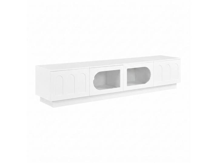 ELVORIN Meuble TV 200 x 40 x 42 cm blanc 4 portes 2 vitrines LED réglables par application