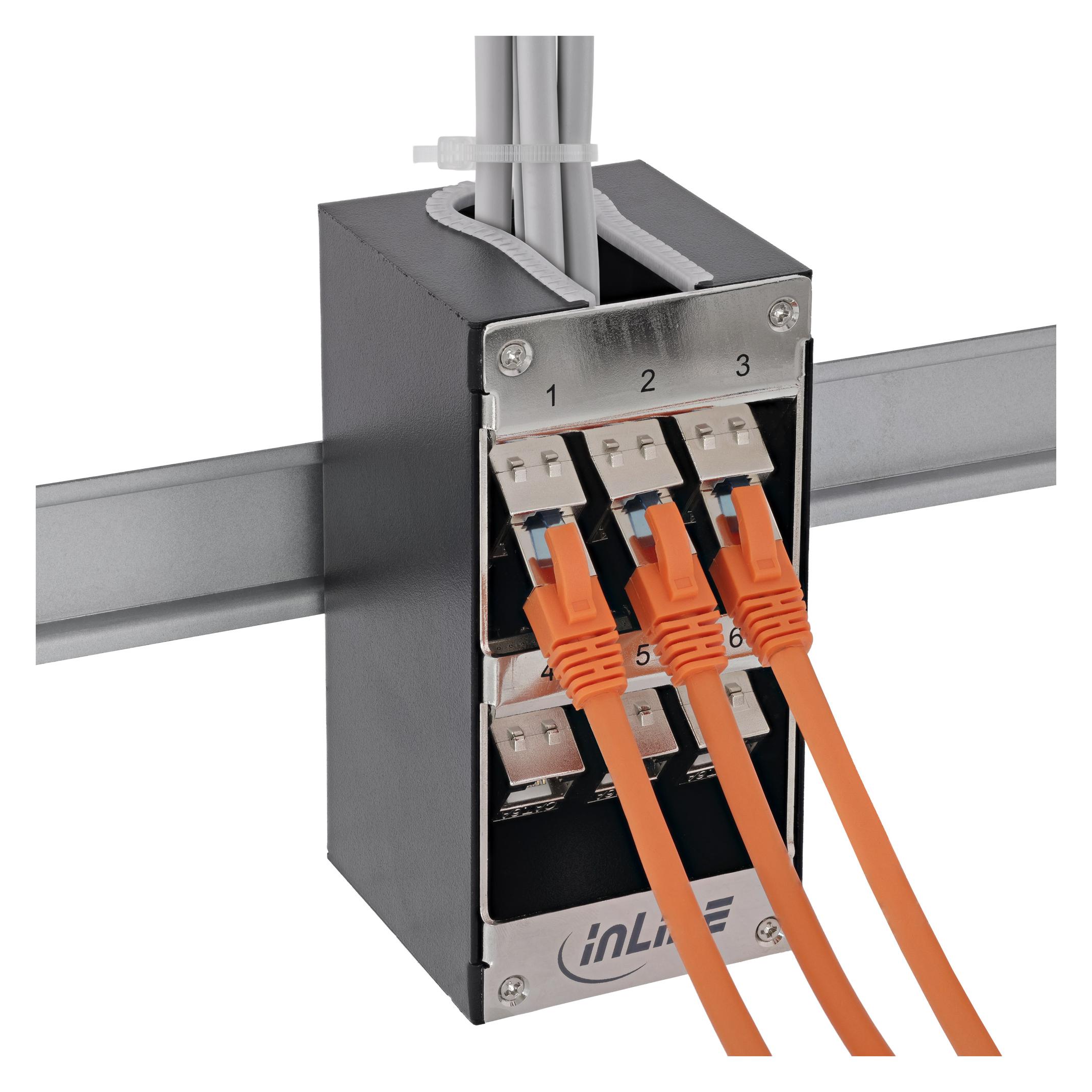 InLine Keystone-Verteilerkasten 12-Port Cat.6A Wand-/Hutschinenmontage (Keystone Modul) (76203Q)