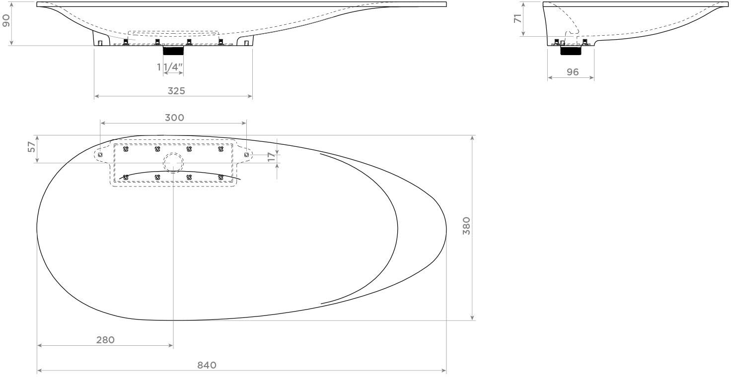 Clou First Aluite - Aufsatzwaschtisch 84 cm