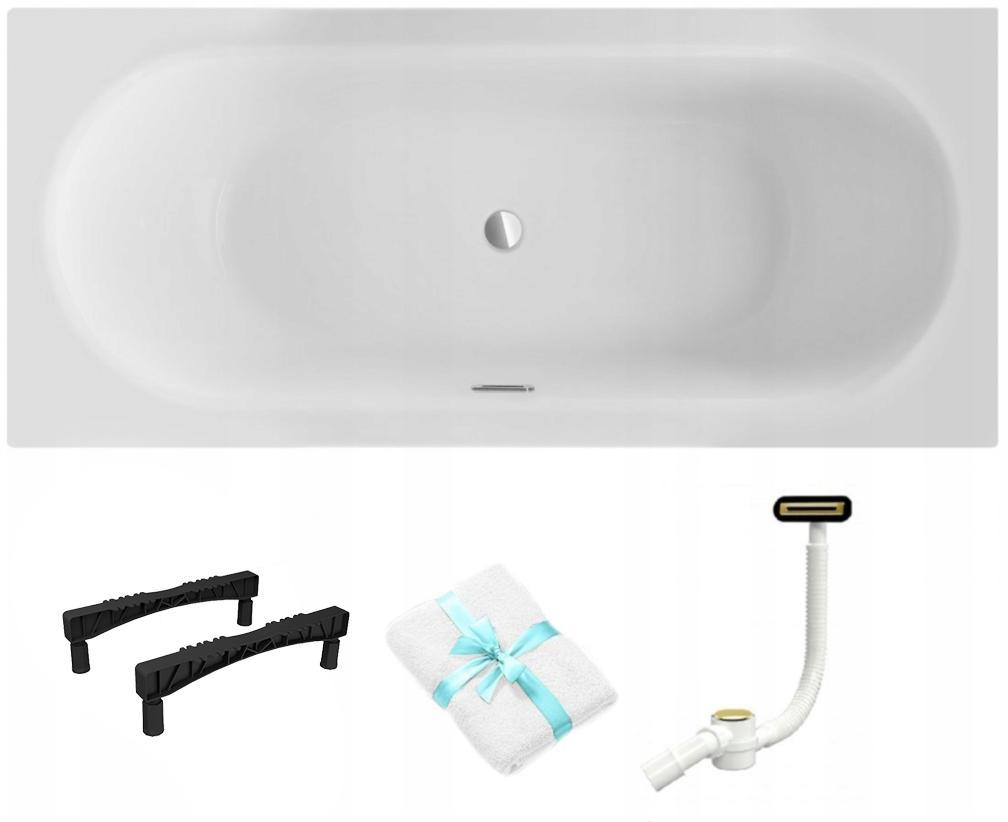 Aqua For You | Badewanne - Vitae Slim Plus Wanne - 180x80 cm - Schneeweiß - Antibakteriell Beschichtung- Inkl. Syfon - Acryl