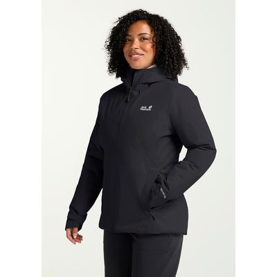 Outdoorjacke JACK WOLFSKIN "WISPER INS JKT W", Damen, Gr. XXL (48), schwarz, Obermaterial: 100% Polyester. Füllung: 100% Polyester. Futter: 100% Polyester, Jacken Outdoorjacke, mit TEXAPORE ECOSPHERE, regulierbare Weite, atmungsaktiv, wasserdicht