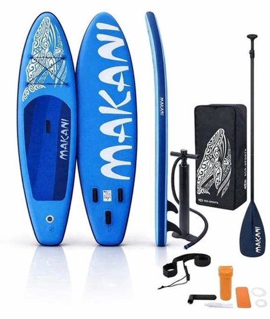 Aufblasbares SUP-Board, 320 cm, blau - 2-lagige Drop-Stitch-Konstruktion - Aluminium-Paddel inklusive - Rutschfeste EVA-Auflage - Geeignet für Meer und Fluss