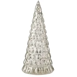 HOME STORY Deko LED Tannenbaum   , silber , Glas,Kunststoff , Maße (cm): H: 31,3  Ø: 13.3