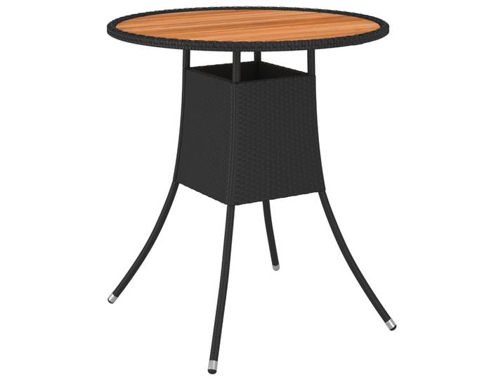 vidaXL Garten-Esstisch Schwarz Ø 70 cm Poly Rattan Massivholz Akazie