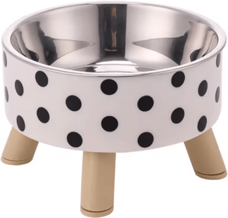 Inspire Picks Stainless Steel Elevated Pet Bowls Raised Food & Water Dish Set wave Point