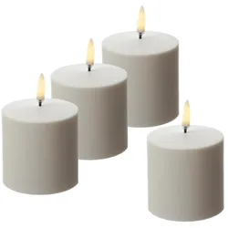 LED Kerzen 4er Set Uyuni wiederaufladbar 6,8x6,8cm Timer Außen Feier Tischdeko