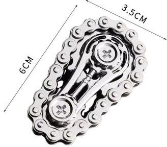 Inspired Finds Metal Bike Chain Fidget Spinner Sprocket Gyro Stress Relief EDC Focus Toy silver