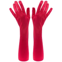 Satin-Handschuhe, rot, 55 cm