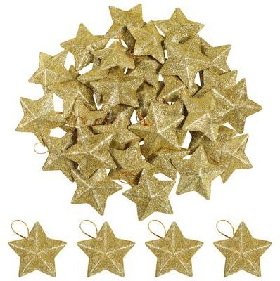 Modern Home Fixes Gold Glitter Star Mini , Christmas Tree Hanging Pendant, Star Ornament Decoration Tree Pendant For Christmas Decor Gold Glitter Star Mini , Christmas Tree Hanging Pendant, Star Ornament Decoration Tree Pendant For Christmas Decor