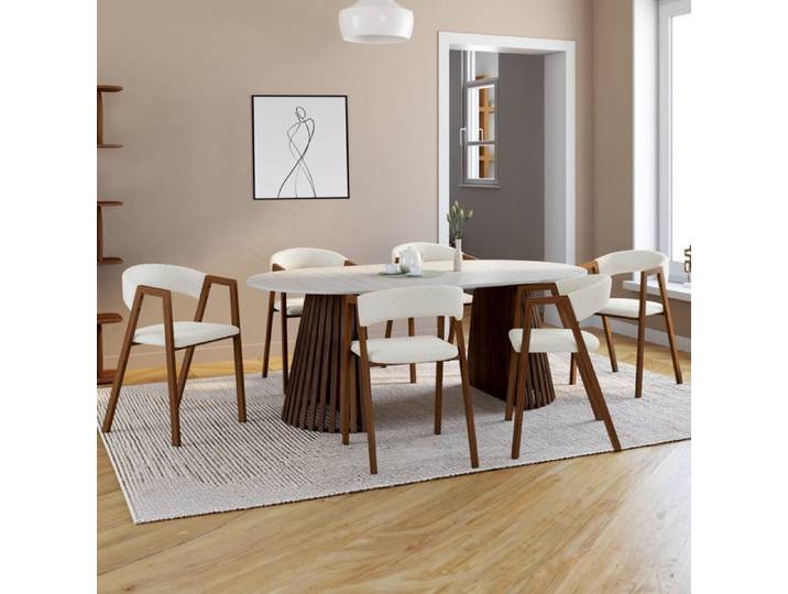 Lot de 6 chaises bouclette avec accoudoirs