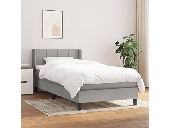 Strapazierfähiger Stoff Boxspringbett mit verstellbarem Kopfteil 90x200 cm Boxspringbett mit Matratze Hellgrau 90x200 cm Stoff Bett mit Kopfteil Taschenfederkern Topper Lattenrost Ersatz