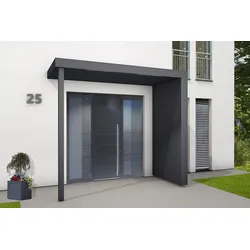 Gutta Rechteckvordach BS Plus XL 250 Sonderfarbe und Seitenteil mit Pfosten (neues Modell) Seitenteil rechts ohne Bewegungsmelder