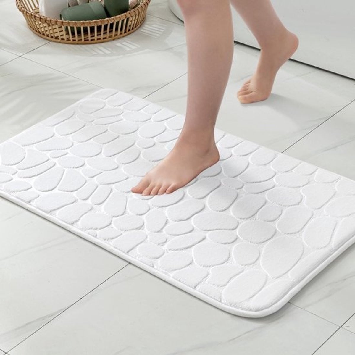 Luxe Antislip Badmat van Traagschuim - Wit - 40 x 60 cm