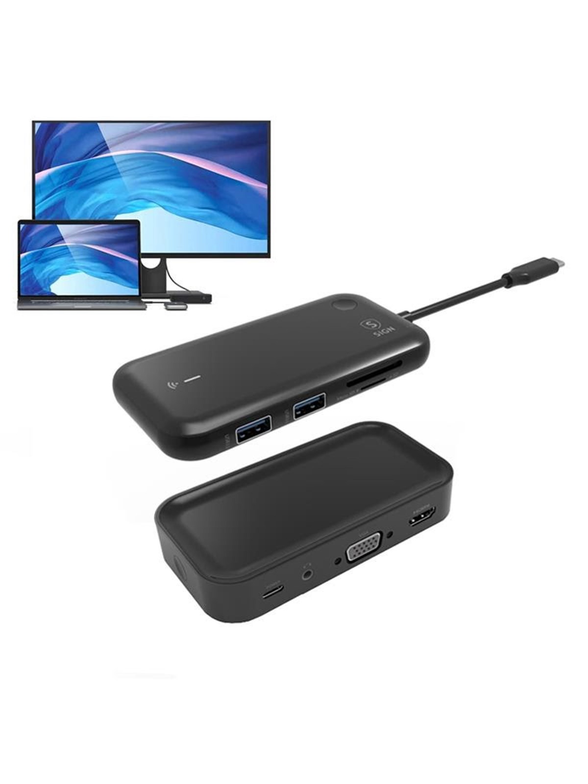SiGN USB-C Hub + Bluetooth Receiver 10W - 1080P - Black USB-Hubs