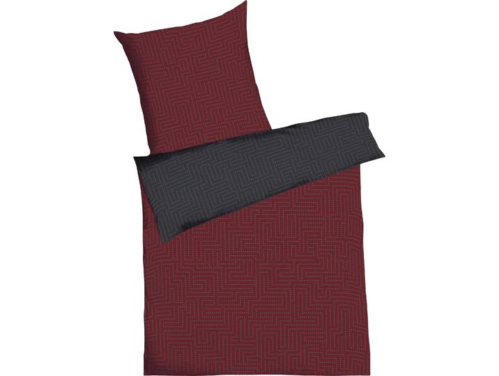 Wendebettwäsche KAEPPEL Password , rot (rubin), B/L: 200cm x 200cm, 1 Stk., 2 Stk., Biber, B/L: 80cm x 80cm & 80cm x 80cm, 3 Stk., Biber, Obermaterial: 100% Baumwolle, Bettwäsche, Wendebettwäsche, mit graphischem Muster aus kleinen Punkten