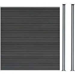 WPC Sichtschutzzaun x1 & LED Zaunpfosten x2 - Grau
