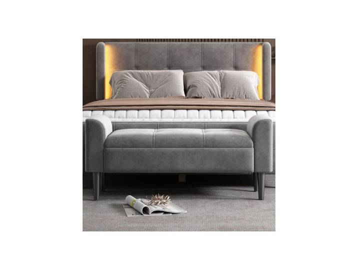Bancs tapissés - MUVOE - Banc de lit - Gris - Accoudoirs confortables - Design élégant