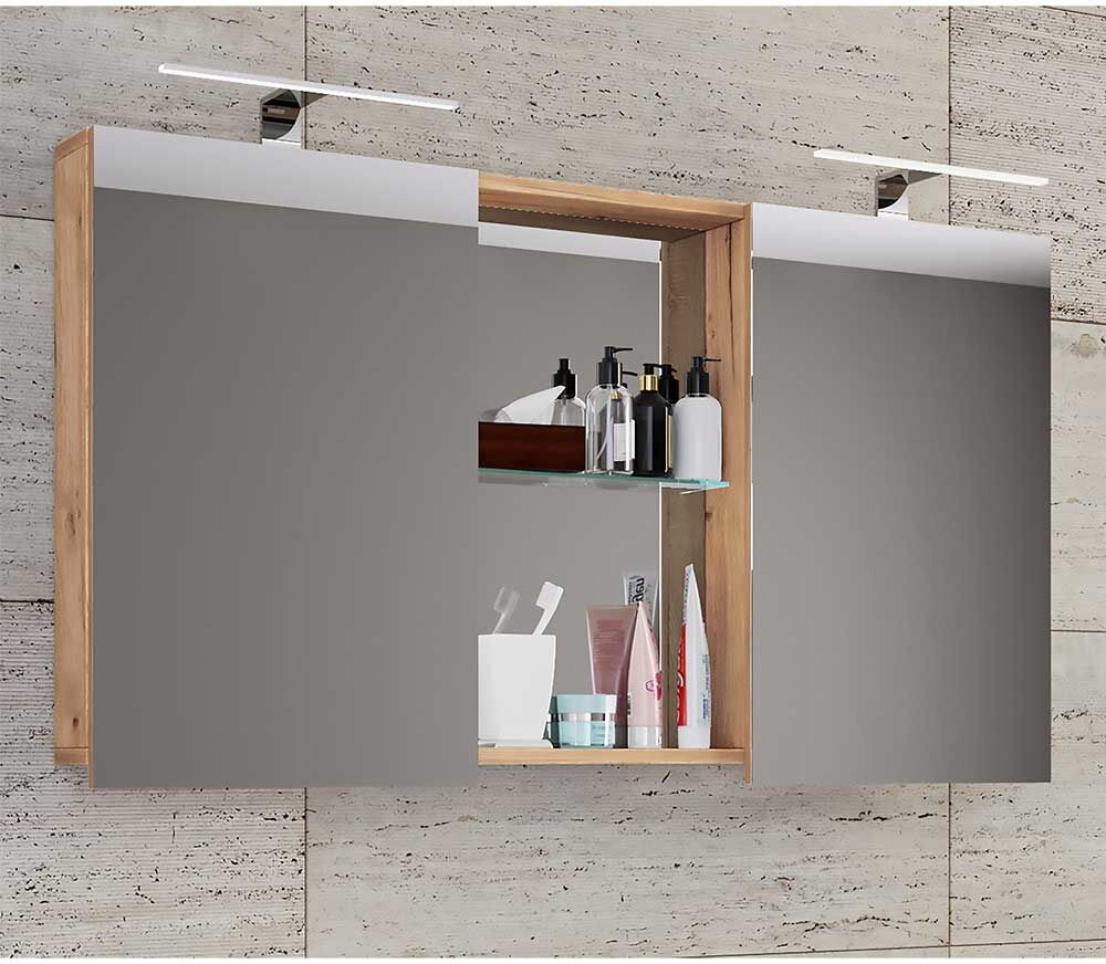 Pharao24.de Badezimmer Spiegelschrank modern 112 cm breit modernem Design