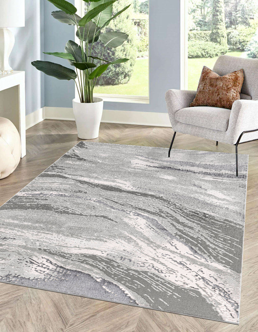 Metro Abstract Kilim Indoor / Outdoor Area Rug Grey Rectangle 240 x 320cm