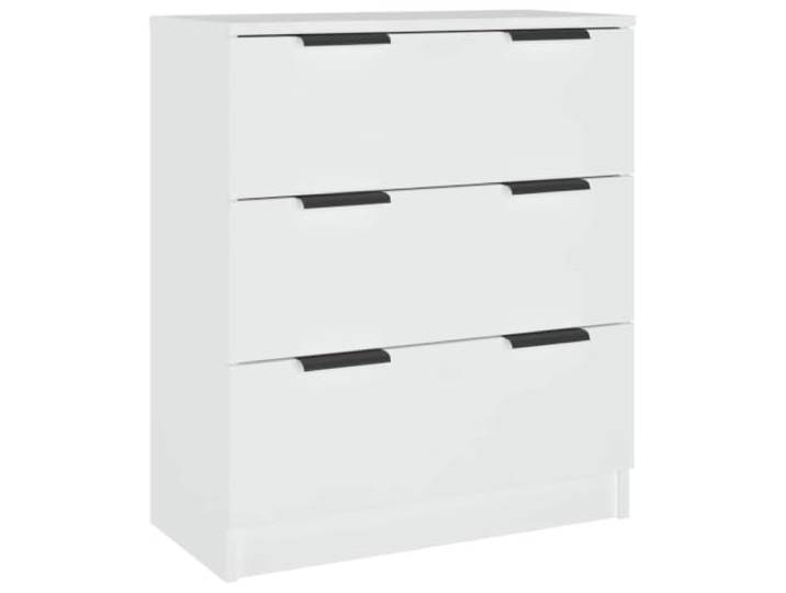 GHVBNMF Sideboard Weiß 60x30x70 cm Kommode mit 3 Schubladen Holzwerkstoff Kompakter Beistellschrank mit 3 Schubladen für Flur und Wohnzimmer. Stabile Oberplatte für Dekoration und Bücher.