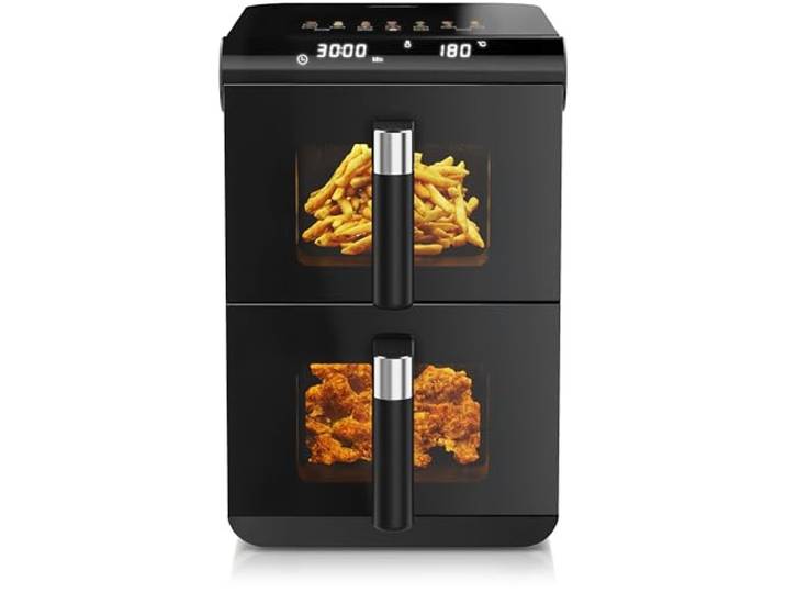 Arendo - Heißluftfritteuse XXL Dual Zone 2 Kammern – 11,4L Kapazität – 2 Zonen – Airfryer Doppelkammer mit Sichtfenster – 13 Programme – BPA-frei - 3D Umluftsystem - Sync und Match-Funktion