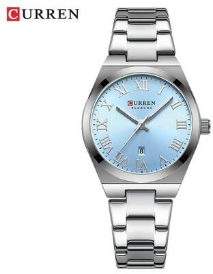 Uplift Essentials Stainless Steel Dress Watch Waterproof Analog Bracelet Watch With Date For Women silver