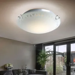 Deckenleuchte Glasleuchte Deckenlampe Muster Rundleuchte Wohnzimmer, Dreieckmuster Metall Chrom Glas, 1x LED 7 Watt 560 Lumen warmweiß, D 25cm