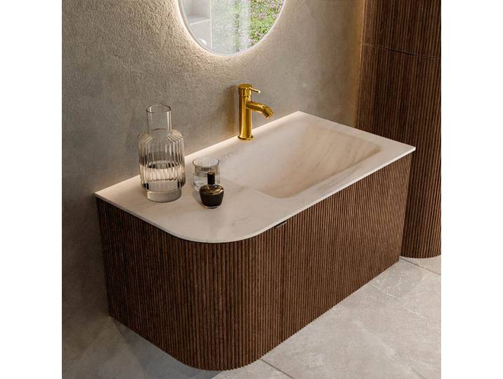 waschtisch mit unterschrank curve gerundet echtholz 85 cm...