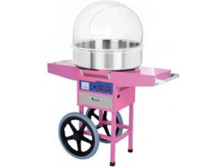 Machine à barbe à papa professionnelle avec chariot et bulle de protection - 0.9 kW - 1 minute par barbe