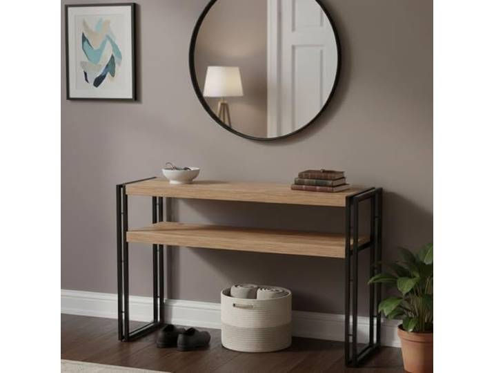 Dmora Konsole Iota 140x35x80 cm Braun: 1 Regal, 1 Fach