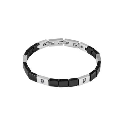 Armband POLICE "Ceramica II", edelstahlfarben, schwarz, Armbänder, Herren, 22cm, Edelstahl, Armband