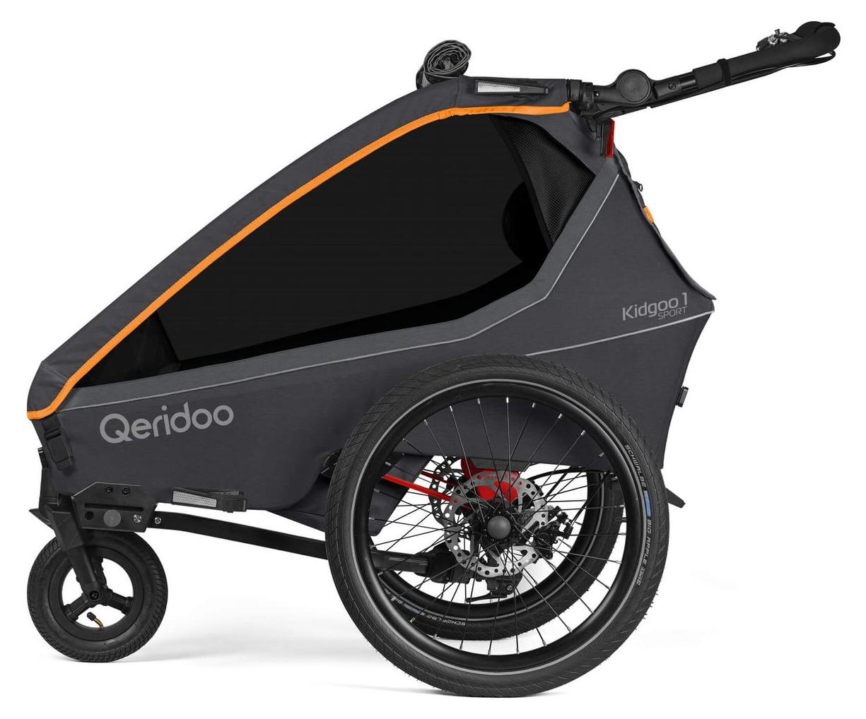 Qeridoo Kidgoo 1 Sport FIDLOCK Edition - Kinderfahrradanhänger für 1 Kind, Farbe:Grey