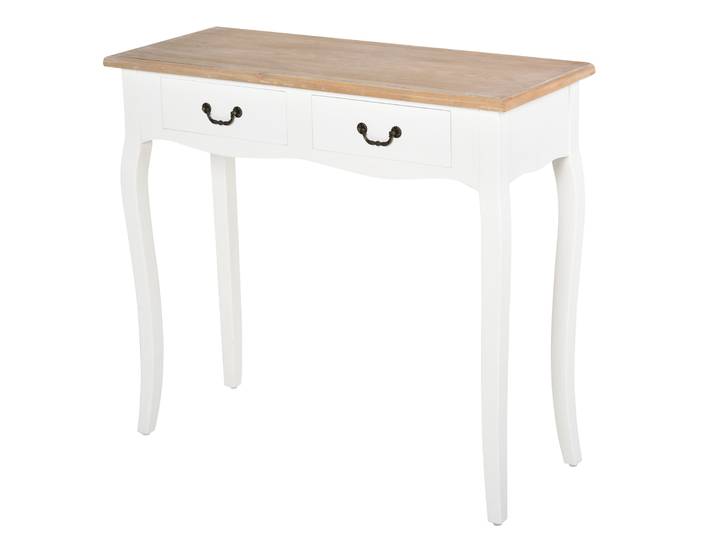 Homcom Table console auxiliaire avec 2 tiroirs Design rétro pin 87X34X78,5 cm
