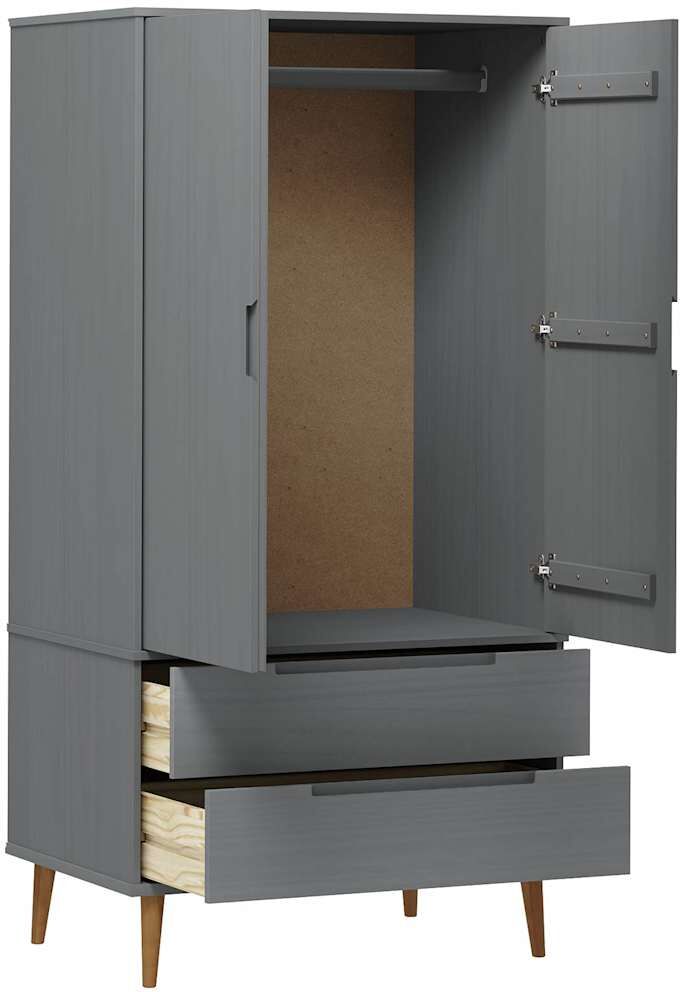 vidaXL Garde-robe MOLDE Gris 90x55x175 cm Bois massif de pin