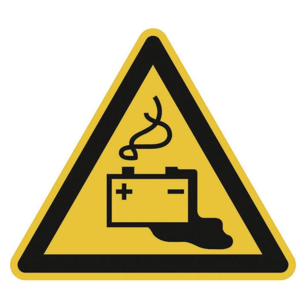 Wolk Warnschild Gefahren durch das Aufladen von Batterien Folie (21.0250)