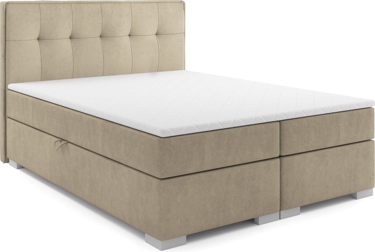 Meuba Home Antwerp Boxspring Beige met 8cm topper 200x200 cm