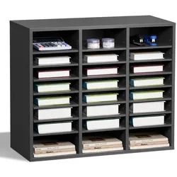 VEVOR Literatur-Organizer Dokumentenablage mit 24 Fächern & einstellbaren Regalen, Aktensortierer Briefablage Dokumentenlager aus Spanplatten und MDF, Aufbewahrung für Büro Klassenzimmer grau