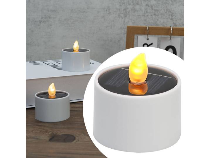 4er-Set Solar-LED-Teelichter mit Dämmerungs-Sensor, IP44, weiss