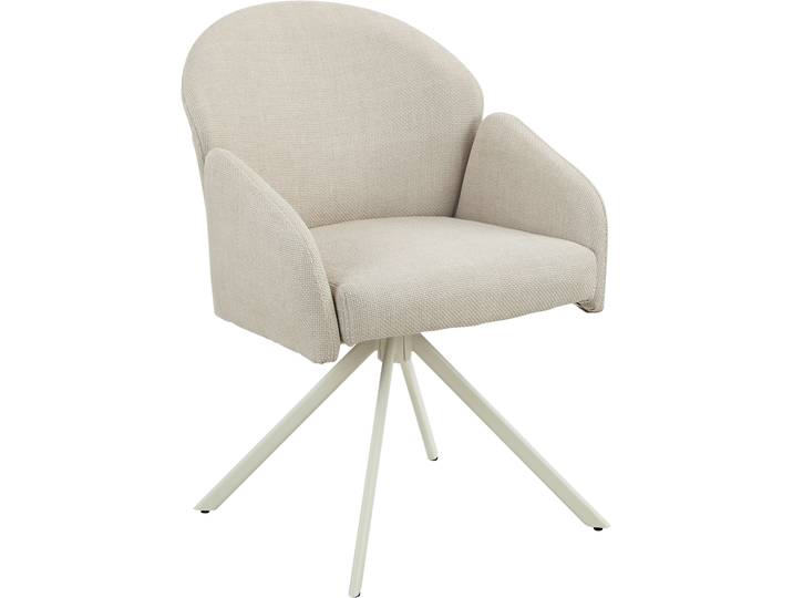 Armlehnstuhl HELA HOLLY , beige (beige, creme, creme, beige), B:56,5cm H:84cm T:61cm, Metall, Polyester, Stoff, Stühle, Armlehnstuhl, 360 drehbar, Armlehnen, Gestell angepasst, Swing Back Komfortrücken