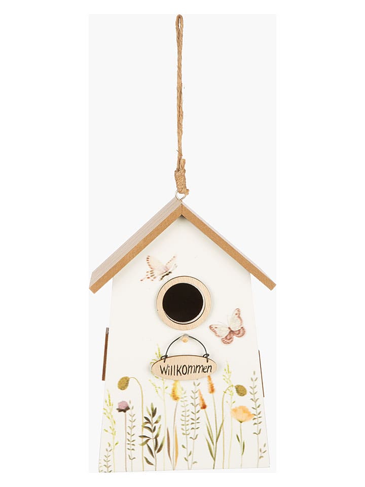 GILDE Vogelhaus "Willkommen" in Weiß - (B)13,5 x (H)20 x (T)8 cm - onesize