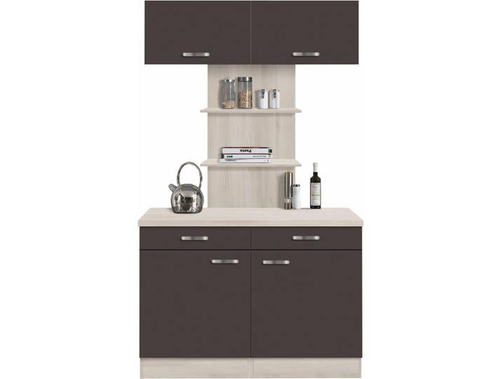 Buffet OPTIFIT Faro , grau (anthrazit), B:120cm H:206,6cm T:60cm, Schränke, Buffet, mit Metallgriffen, Breite 120 cm